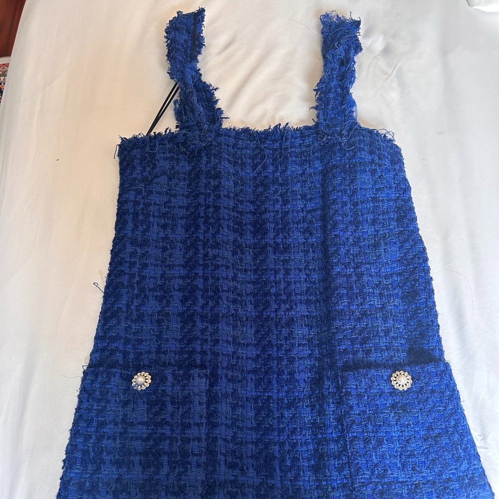 Zara TEXTURED PINAFORE DRESS BLUE - REF 8890/699